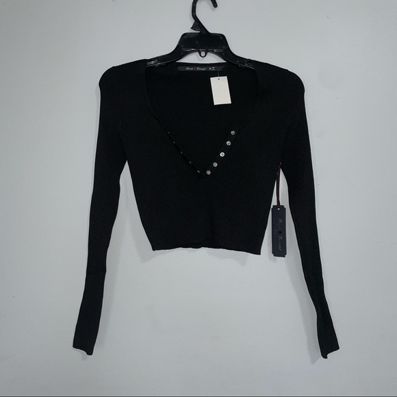 Black Button Front Long Sleeve - Picture 2 of 6